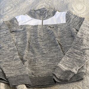 PINK Victoria's Secret Men's Gray Heather Quarter-Zip Pullover with White Yoke
